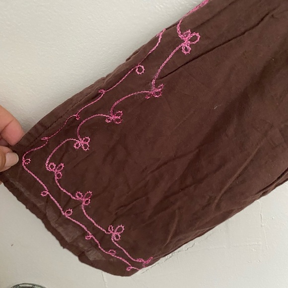Vintage WANT Women’s Tunic Blouse Pink Chocolate Embroidered Sz 2XL - Picture 8 of 12